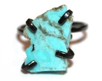 Medium Arizona Turquoise Ring Raw Stone Adjustable Ring Natural Stone Ring Slab Ring Turquoise Chunky Ring Turquoise Aqua Ring