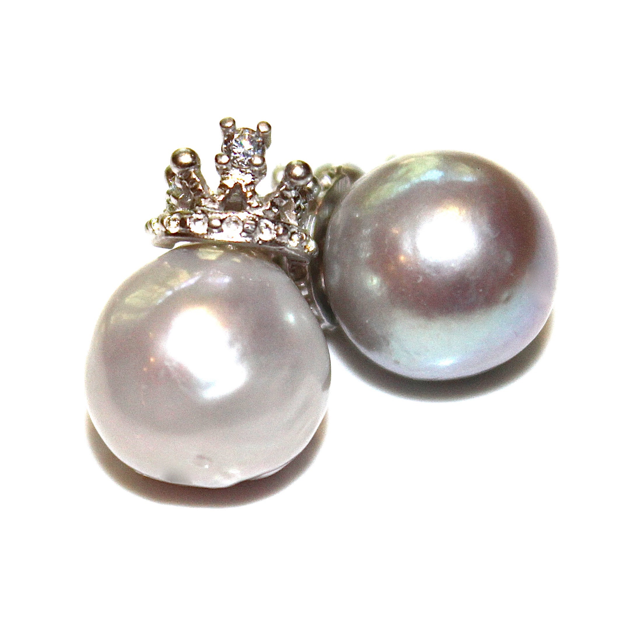 Dove Grey Pearl Earrings Large Pearl Earrings Natural Pearl