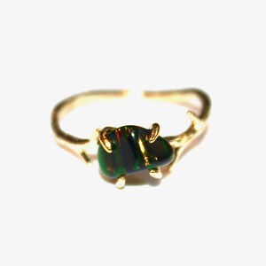 Black Opal Ring Raw Opal Ring Raw Opal Twig Ring Raw Stone Ring Red Fire Opal Jewelry Raw Black Opal Free Form Raw Opal Jewelry image 4