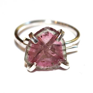 Large Watermelon Slice Tourmaline Ring Tourmaline Ring Raw Ring Adjustable Ring Watermelon Tourmaline Slice Tourmaline Jewelry Delicate Ring image 8