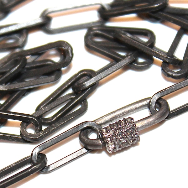 Paperclip Necklace Carabiner Necklace Paper Clip Necklace Titanium Necklace Diamond Necklace Diamond Jewelry Stacking Necklace Pave Necklace