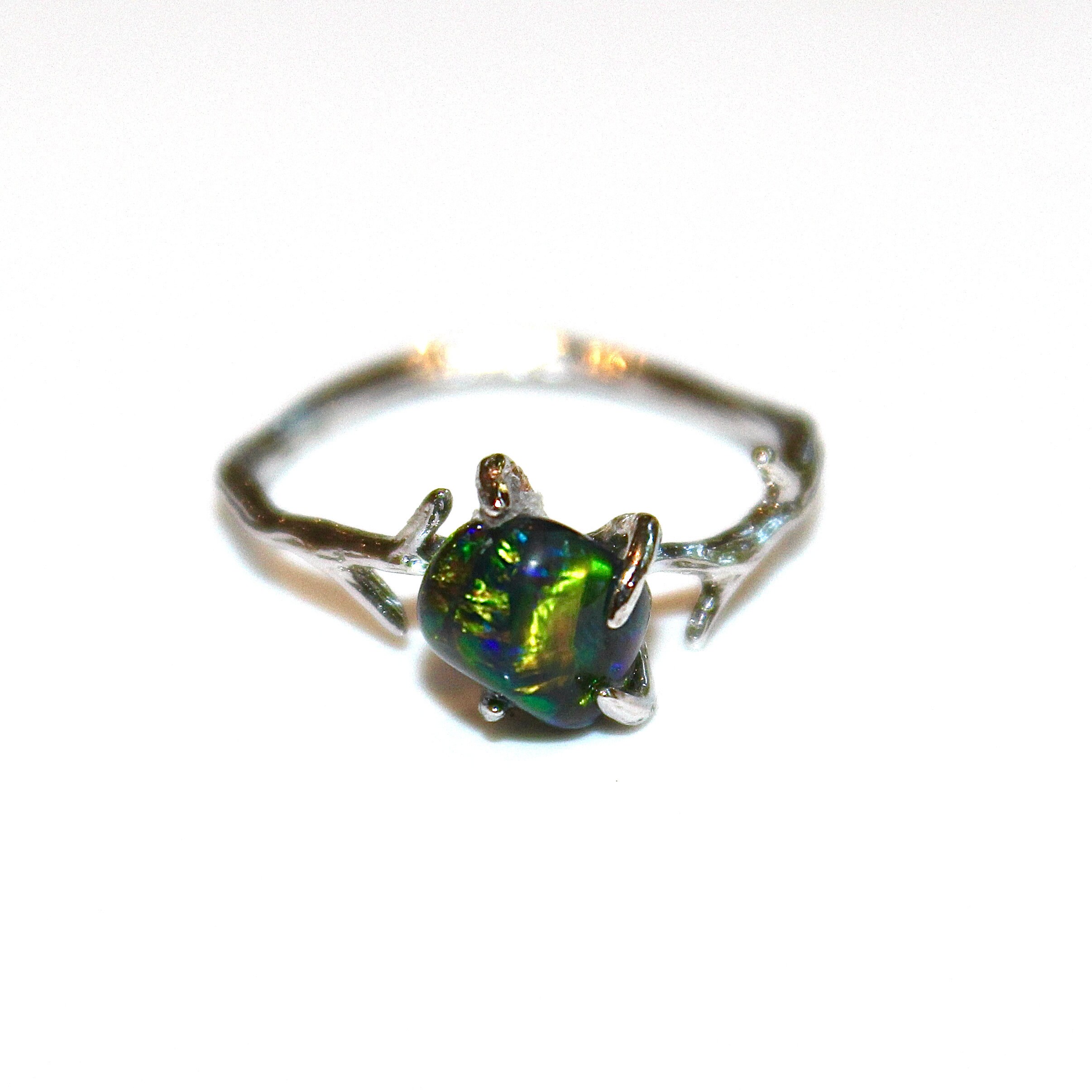 Raw black opal ring deals