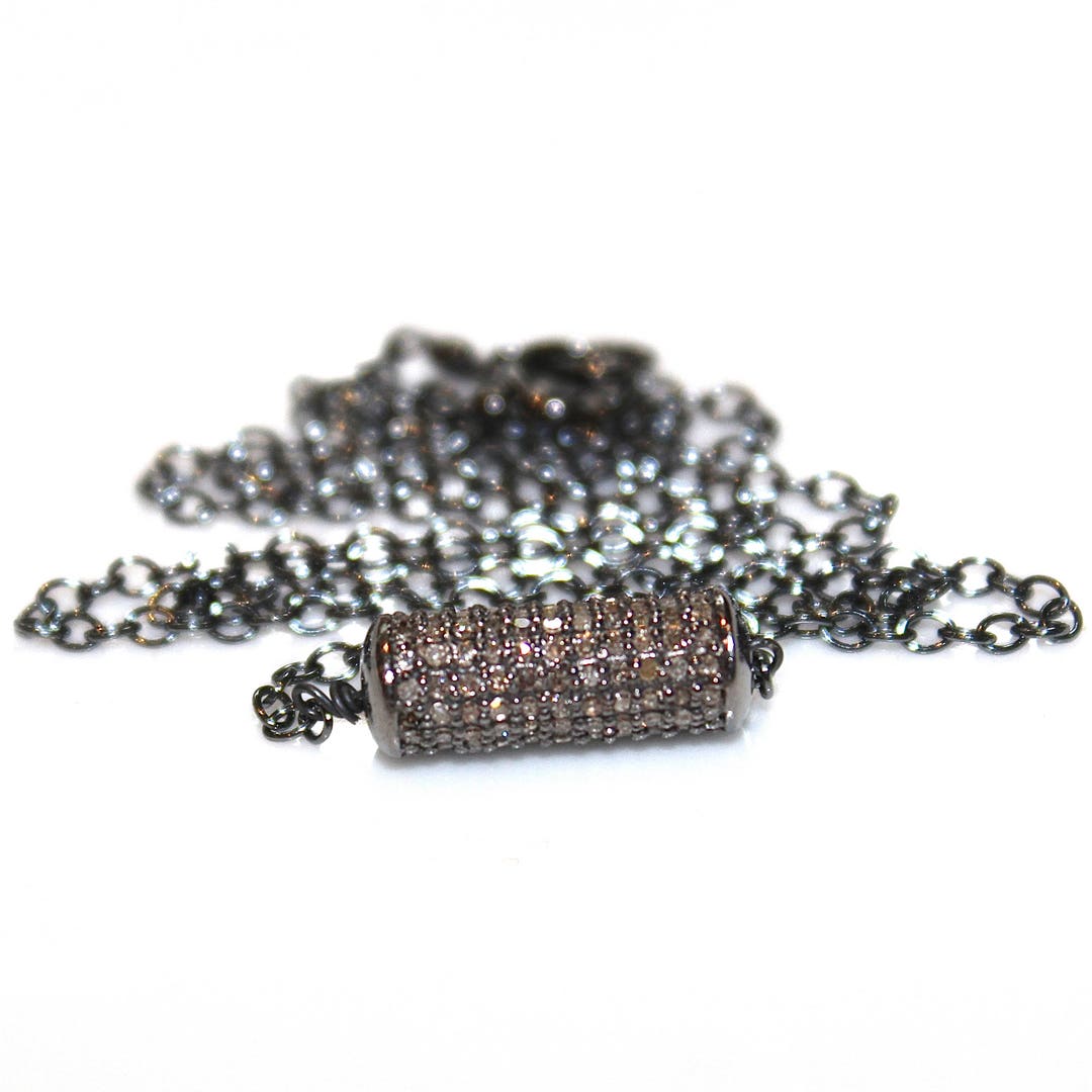 Diamond Tube Necklace Black Gold Necklace Black Diamond Necklace