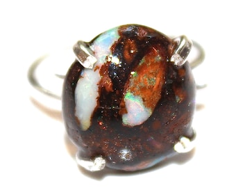 Medium Koroit Boulder Opal Ring Australian Opal Ring