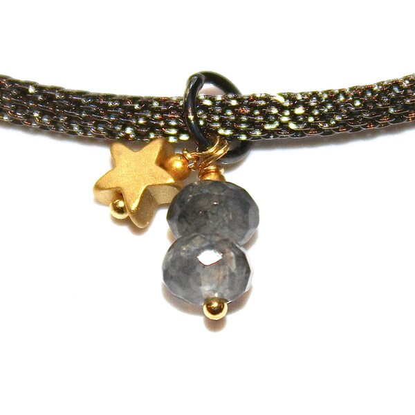 As Seen On Charmed Mesh Necklace Mixed Metal Necklace Quartz Jewelry Gold Star Necklace As Seen On TV Melonie Diaz Teen Necklace