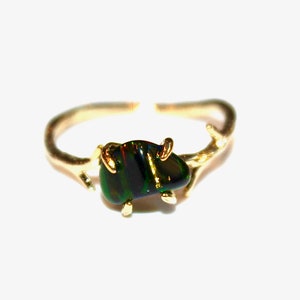 Black Opal Ring Raw Opal Ring Raw Opal Twig Ring Raw Stone Ring Red Fire Opal Jewelry Raw Black Opal Free Form Raw Opal Jewelry image 6