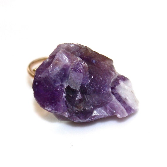 Raw Amethyst Ring Rustic Amethyst Ring Modern Ring Delicate Ring Hammer Cut Amethyst Purple Ring Gold Ring Adjustable Ring Amethyst Jewelry