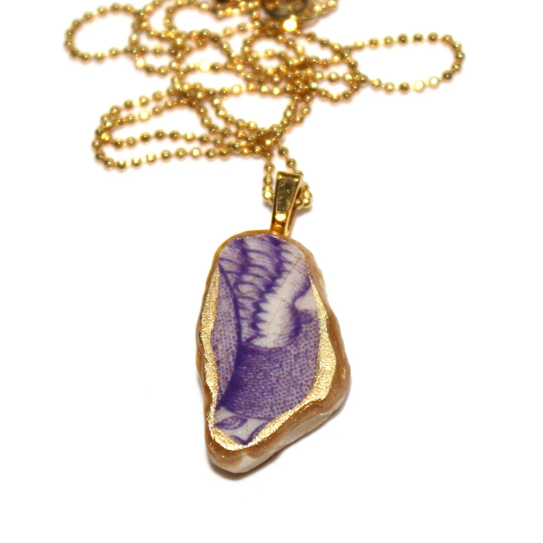 Pottery Necklace China Necklace Ceramic Necklace Sea Etsy