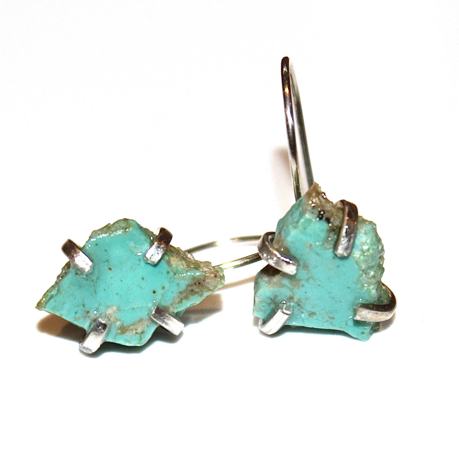 •UPWARD• turquoise slab + gold earrings main image 0