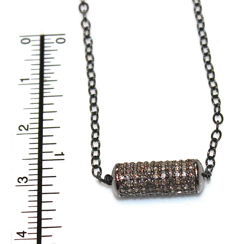 Diamond Tube Necklace Black Gold Necklace Black Diamond Etsy
