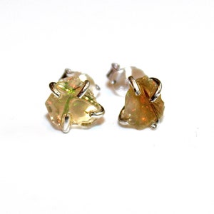 Raw Opal Earrings in Sterling Silver