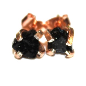 Raw Black Tourmaline Stud Earrings Organic Earring Black Tourmaline Jewelry Free Form Earring Tourmaline Prong Set Earrings Raw Gems Crystal