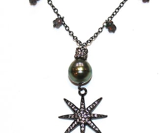 Tahitian Pearl Necklace in Black Gold