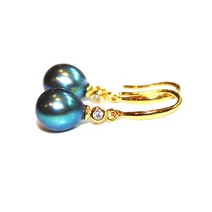 Peacock Pearl Earrings in Gold Vermeil Gift for Her Holiday