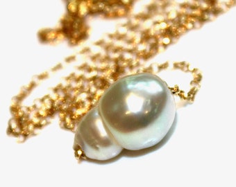 As Seen on Law and Order South Sea Pearl Necklace Baroque Pearl Choker Necklace One Pearl Jewelry Floating Pearl Necklace Everyday Necklace