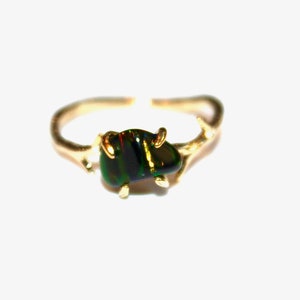 Black Opal Ring Raw Opal Ring Raw Opal Twig Ring Raw Stone Ring Red Fire Opal Jewelry Raw Black Opal Free Form Raw Opal Jewelry image 8