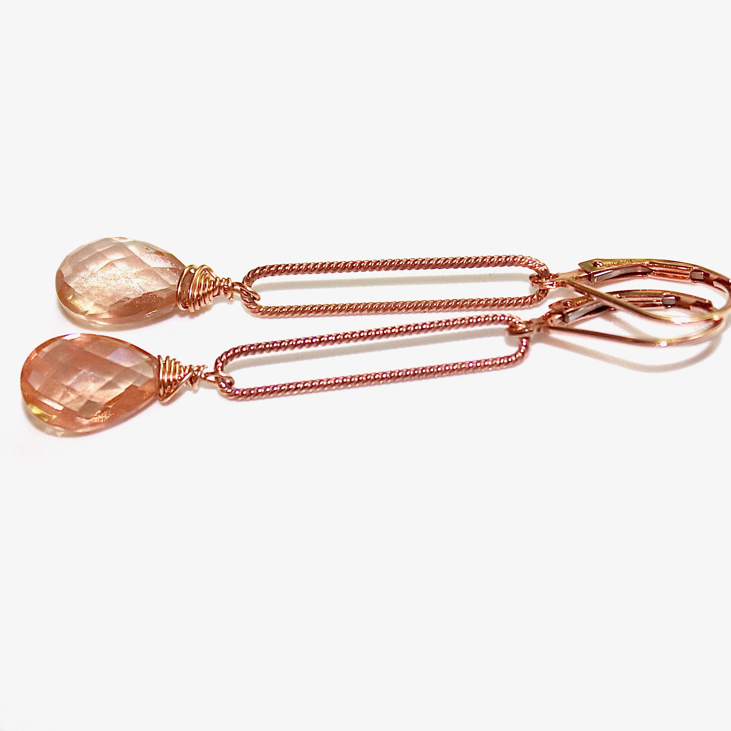 Oregon Sunstone Paperclip Earring Sunstone Earrings Peach