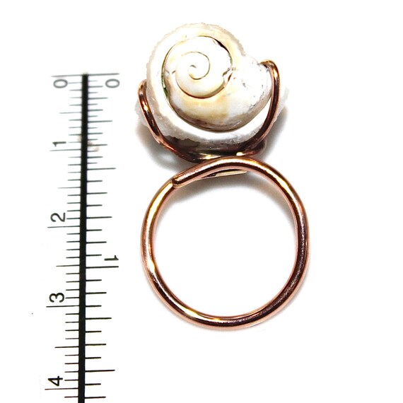 Fossil Shell Ring Beach Ring Shell Jewelry Druzy Ring Drusy  display picture 1