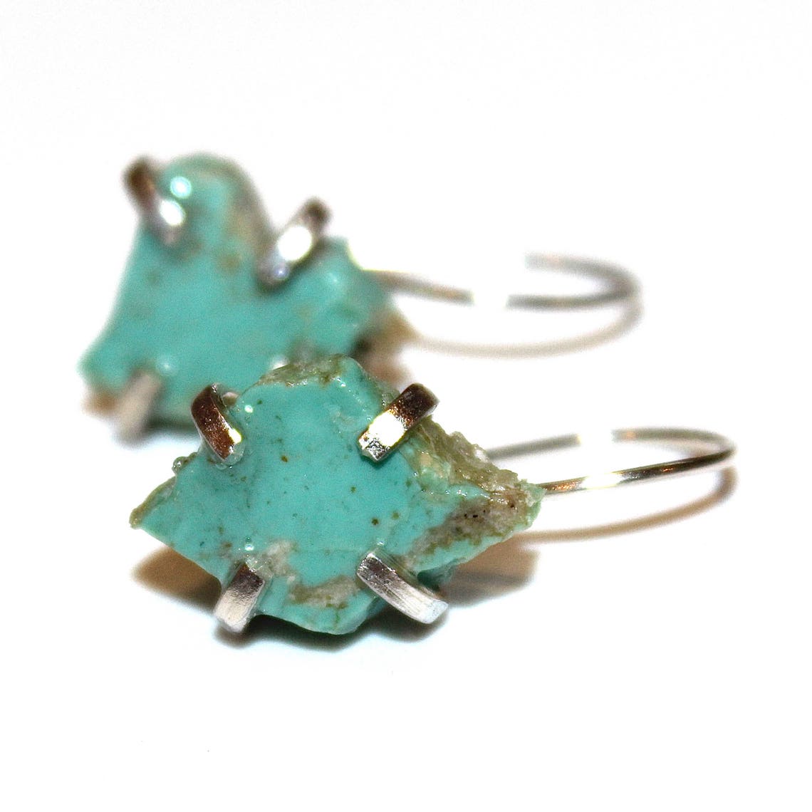 •UPWARD• turquoise slab + gold earrings main image 1