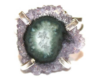 Mini Purple Amethyst Ring Stalactite Ring Silver Ring Adjustable Druzy Ring Stalactite Jewelry Lavender Amethyst Jewelry Druzy Jewelry Drusy