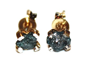 Rohdiamant Ohrringe Blaue Diamanten Rohdiamant Ohrstecker Echter Diamant Schmuck Kleine Ohrringe Kleine Ohrringe Naturdiamant Moderne Schmuck