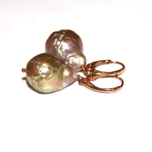 As Seen on Madam Secretary Baroque Pearl Earring Large Pearl Jewelry Large Pearl Earring Baroque Pearl Rose Gold Pearl Earrings image 1