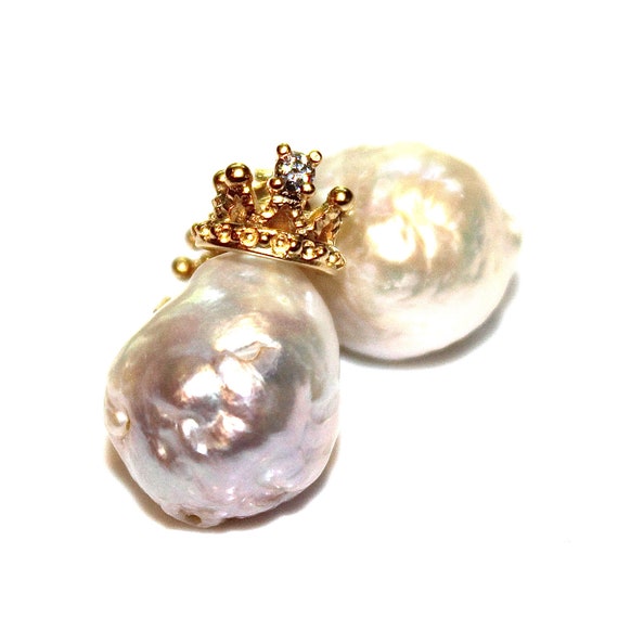 White Baroque Pearl Earrings Large Pearl Earrings Natural