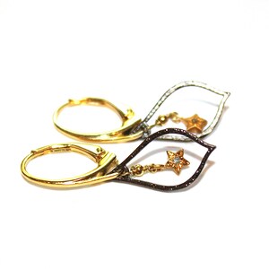 Diamond Star Earring Black and Gold Bridal Earring Wedding Earring Mixed Metal Earring Bridesmaid Diamond Earring Fun Earring Star Earring