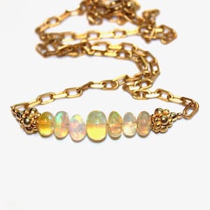 Seven Opal Necklace Ethiopian Opal Necklace Opal Jewelry Simple Necklace Gift for Her Everyday Opal Stone Necklace