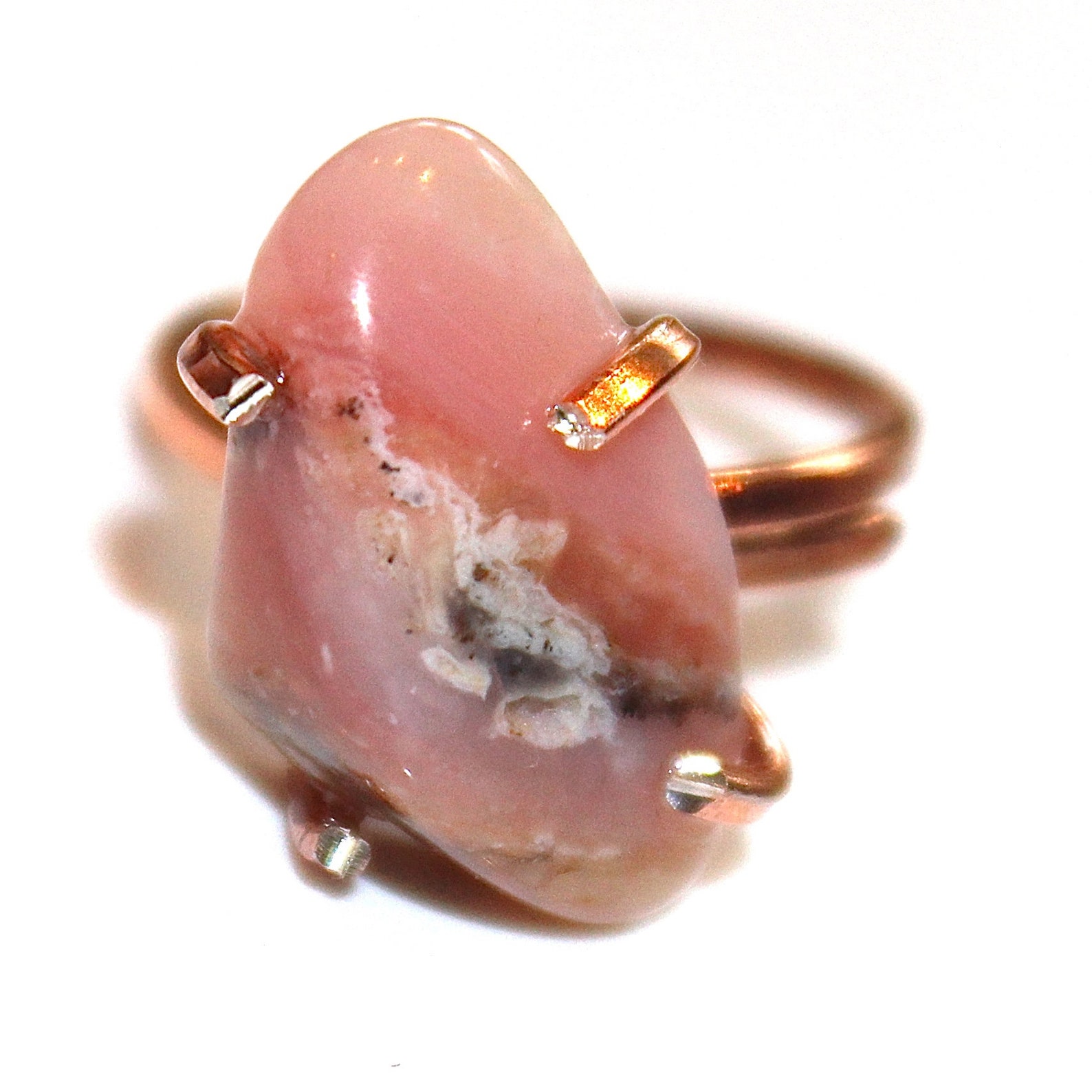 Natural Pink Peruvian Opal Ring Pink Opal Ring Rose Gold Ring | Etsy