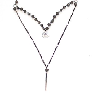 Oxidiertem Silber-Version wie abgebildet auf die Vampire Diaries - Labradorit Halskette Vampire Diaries Elena Halskette TVD stapeln