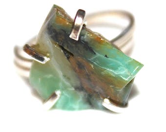 Blue Peruvian Opal Ring Blue Opal Ring Sterling Silver Ring Adjustable Blue Ring Peruvian Opal Jewelry Raw Stone Ring