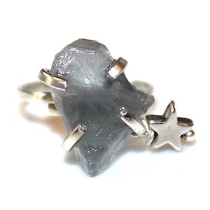 Blue Fluorite Shard Ring Fluorite Ring Star Ring Adjustable Blue Ring Fluorite Jewelry Crystal Ring Raw Stone Ring Silver Star Ring