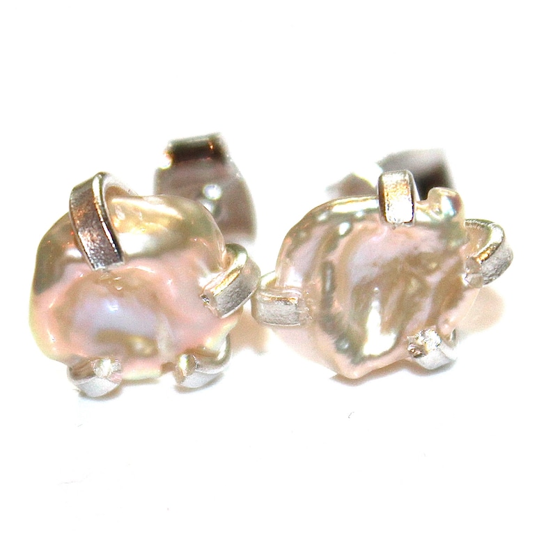 Keshi Pearl Earring Blush Earring Natural Pearl Stud Keshi Etsy