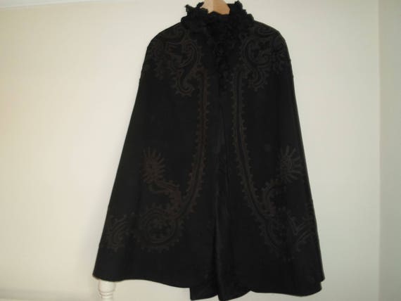Victorian black wool cape
