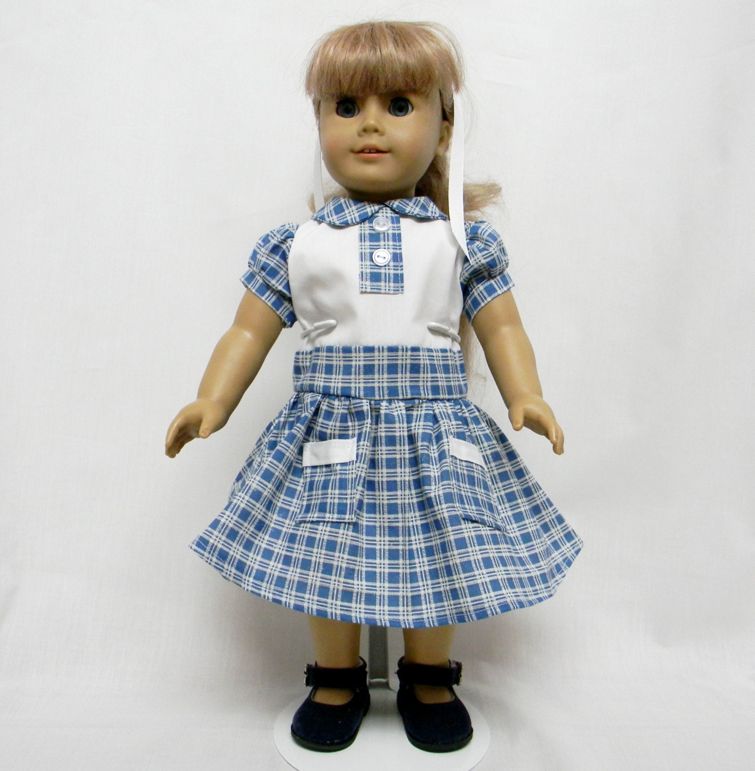 Vintage Blue & White Check Dress For 18 Inch Dolls Like The | Etsy