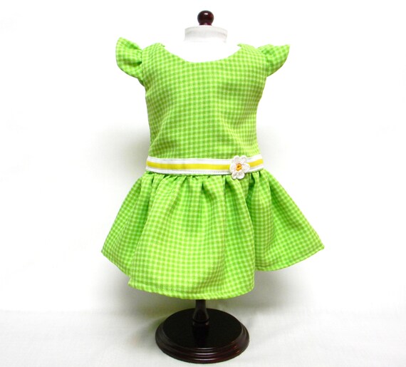Neon Green Check Sun Dress for 18 Inch Doll Like the American | Etsy