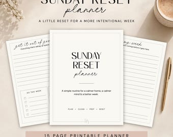 Sunday Reset Planner Printable, Weekly Planning & Home Reset Checklist