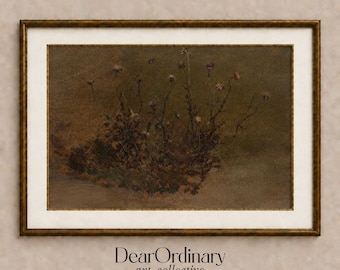 Vintage Wildflower Painting, Moody Botanical Print, Dark Academia Wall Art (Digital Download)