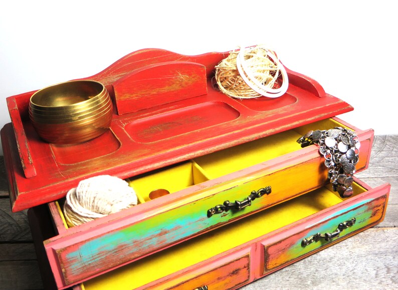 Bright Funky Jewelry Box Multi Colored Vintage Modern Etsy