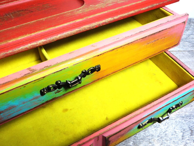 Bright Funky Jewelry Box Multi Colored Vintage Modern Etsy