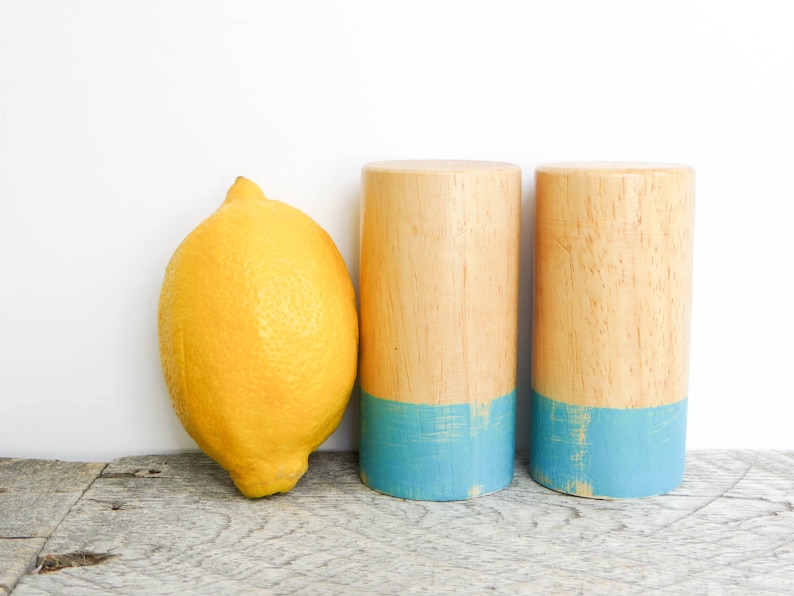 Aqua Salt and Pepper Shakers Modern Bright Kitchen Decor