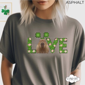 Capybara Crewneck Cute Capybara Gift Coquette Shirt St Patricks Crewneck Capybara Shirt Capybara Lover Tee Cute Shamrock Shirt image 4