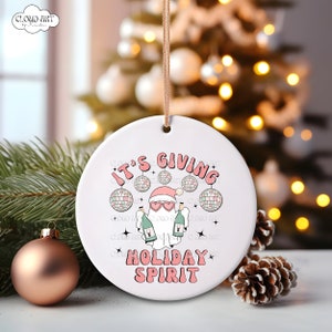 Ghost Christmas Ornament, Discoball Ornament, Halloween Lover Gift, Under 20, Ghost Lover Gift, Its Giving Holiday Spirit, Funny Ghost Xmas image 2