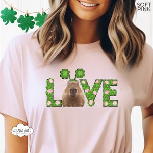 Capybara Crewneck Cute Capybara Gift Coquette Shirt St Patricks Crewneck Capybara Shirt Capybara Lover Tee Cute Shamrock Shirt image 2