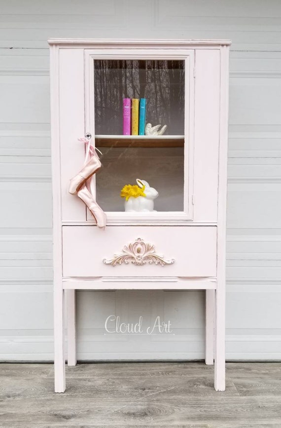 Baby Girl Pale Pink Floral Vintage Nursery Furniture Hutch Etsy