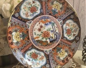 Vintage Imari Ware Japanese Garden Plate Oriental Decorative Floral Pattern Stunning Quality Vintage Japanese Imari Ware Asian Decor
