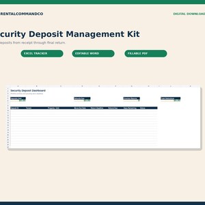 Security Deposit Tracker | Landlord Deposit Return & Deduction Kit