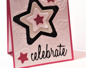 Celebrate, Congratulations, Graduation, Handmade, Unique, Stars, Black, Red, White
