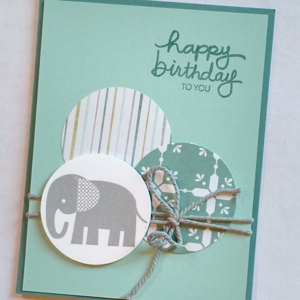 Elephant Birthday Card, Childs Birthday Card, Gift Card, Boys Birthday, Girls Birthday, Baby Birthday, Elephant